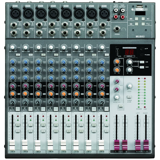 MU802 8路带效果调音台